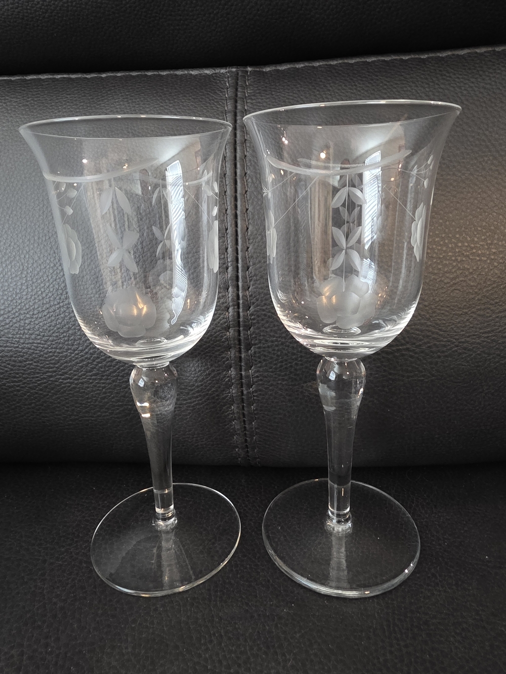 Vintage Etched Crystal Tulip Wine Glasses

 Set of 2